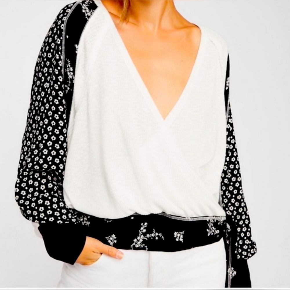 Free People Women's Auxton Termal Wrap Blouse.
